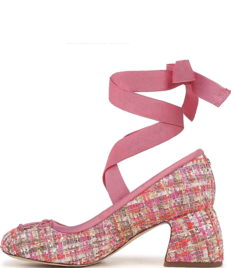 Circus NY by Sam Edelman Della Boucle Fabric Ankle Wrap Block Heel Ballet Pumps