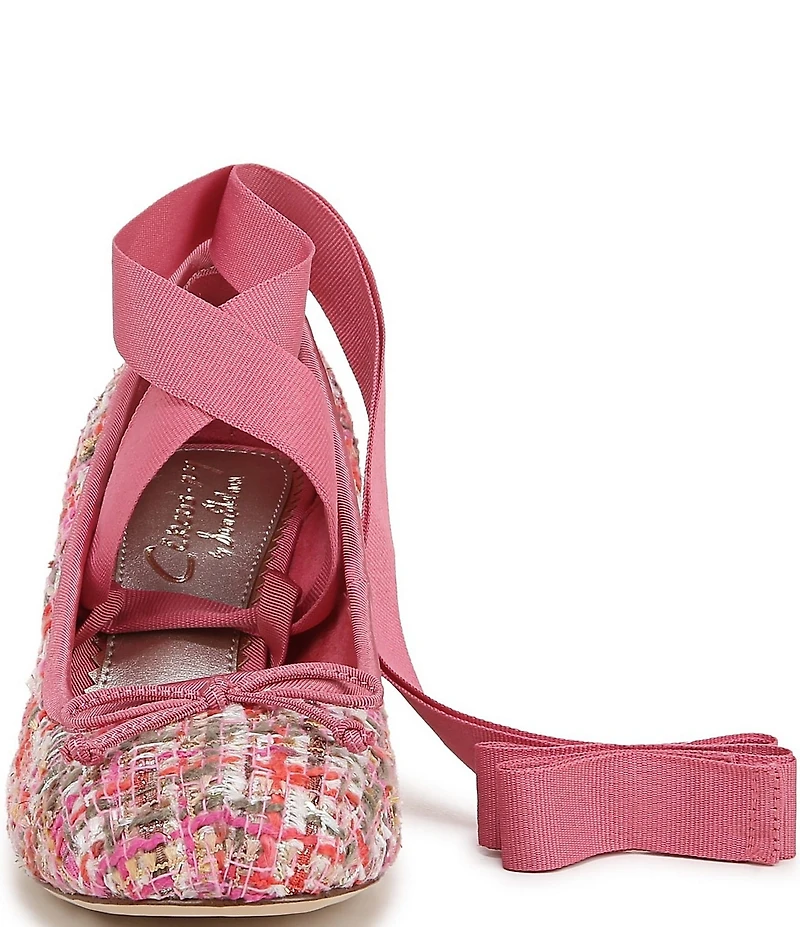 Circus NY by Sam Edelman Della Boucle Fabric Ankle Wrap Block Heel Ballet Pumps