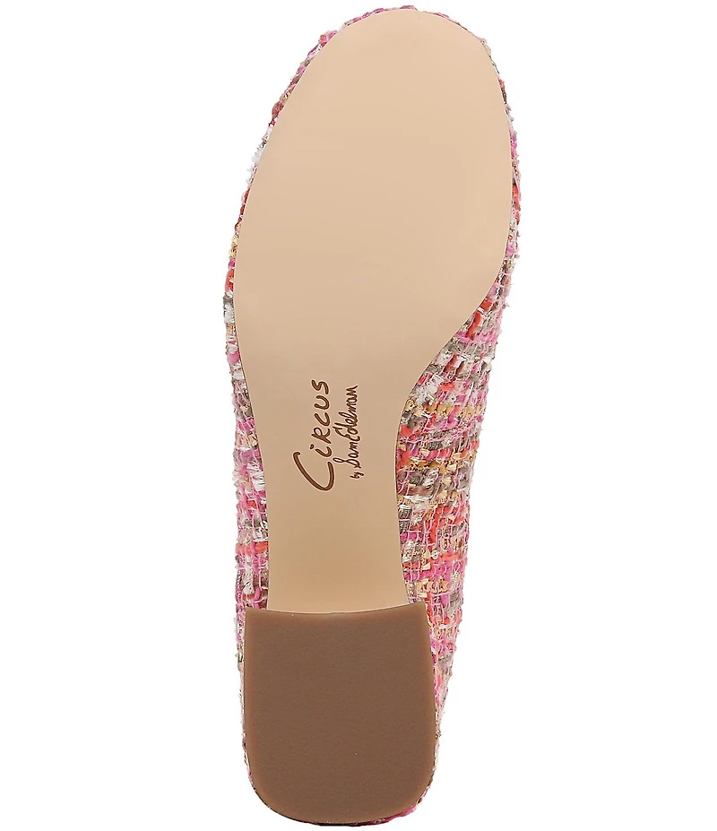 Circus NY by Sam Edelman Della Boucle Fabric Ankle Wrap Block Heel Ballet Pumps