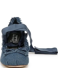 Circus NY by Sam Edelman Della Distressed Fabric Ankle Wrap Block Heel Ballet Pumps