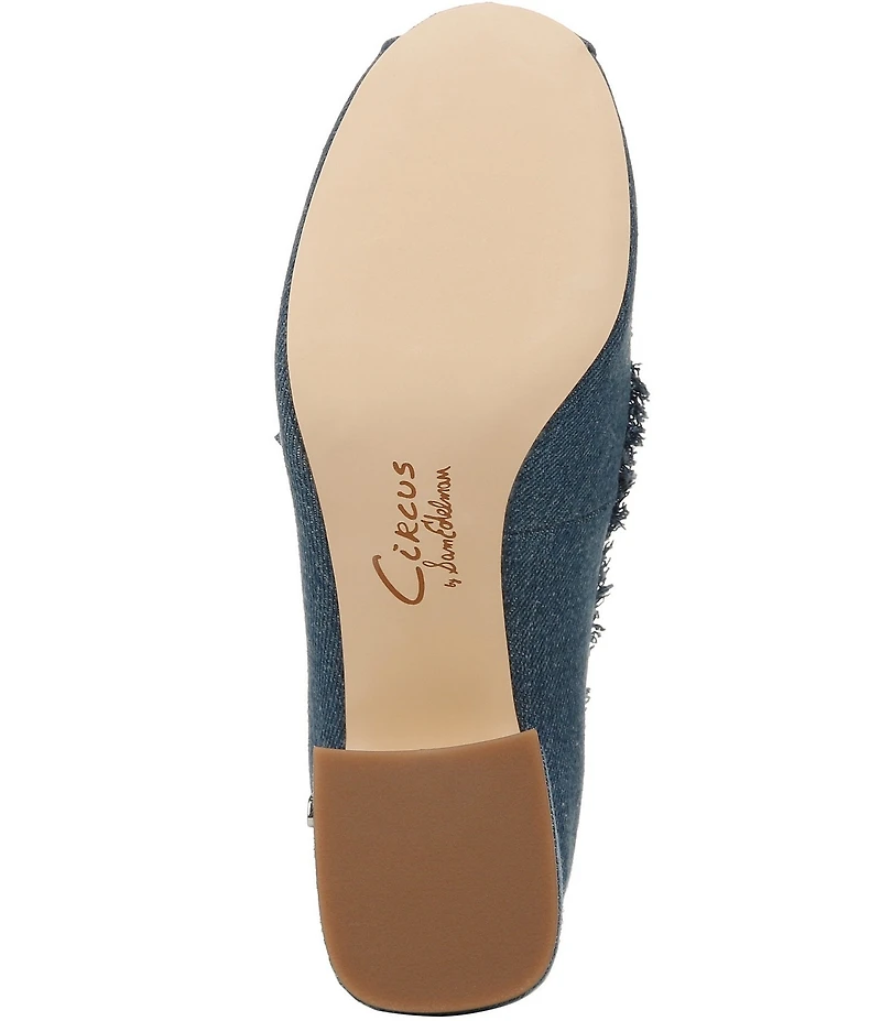 Circus NY by Sam Edelman Della Distressed Fabric Ankle Wrap Block Heel Ballet Pumps