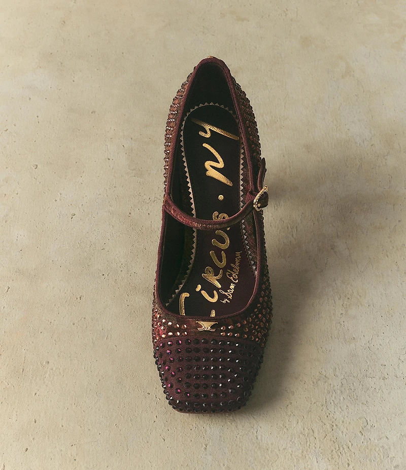 Circus NY by Sam Edelman Elora Floral Rhinestone Embellished Mary Jane Cap Toe Dress Pumps