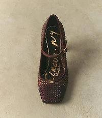 Circus NY by Sam Edelman Elora Floral Rhinestone Embellished Mary Jane Cap Toe Dress Pumps