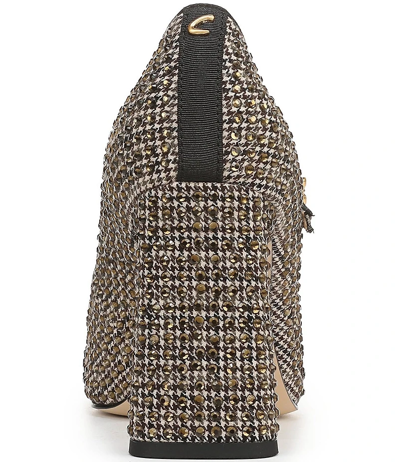 Circus NY by Sam Edelman Elora Houndstooth Rhinestone Embellished Mary Jane Cap Toe Dress Pumps
