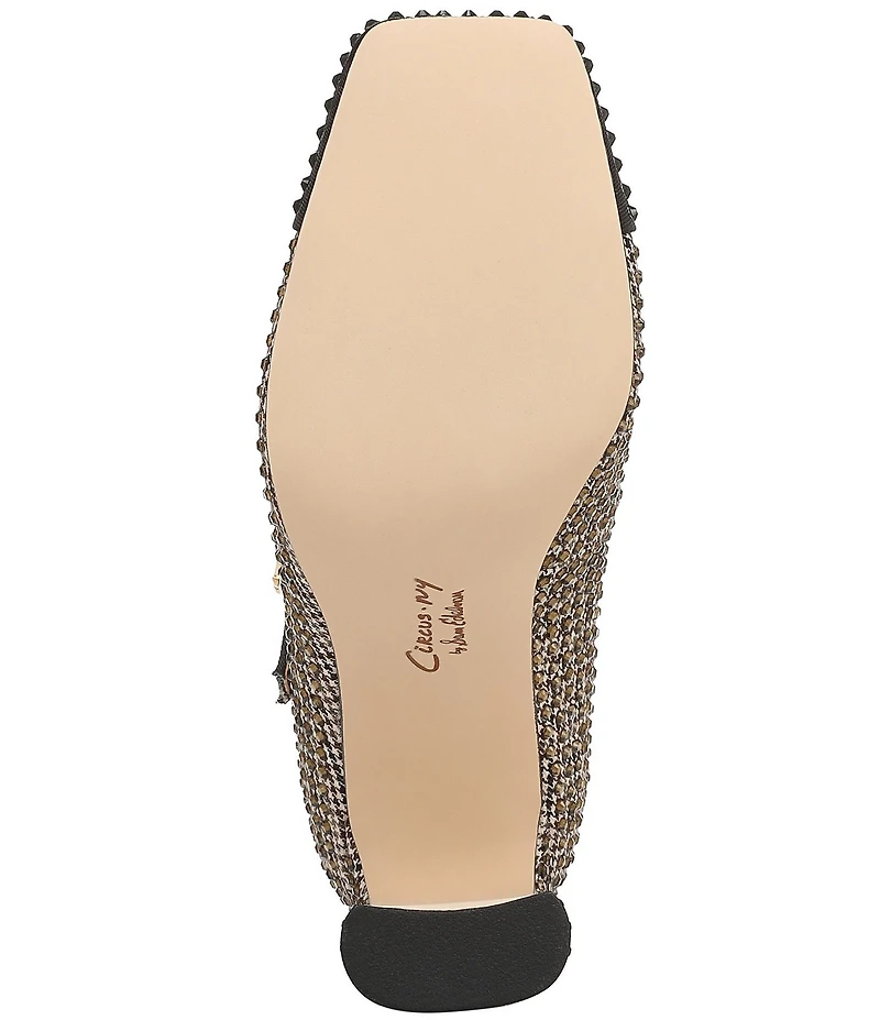 Circus NY by Sam Edelman Elora Houndstooth Rhinestone Embellished Mary Jane Cap Toe Dress Pumps