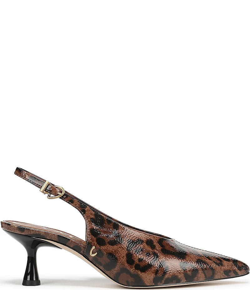 Circus NY by Sam Edelman Fawn Leopard Print Crinkle Patent Slingback Kitten Heel Dress Pumps