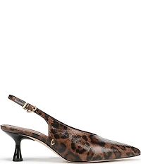 Circus NY by Sam Edelman Fawn Leopard Print Crinkle Patent Slingback Kitten Heel Dress Pumps