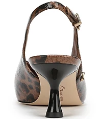 Circus NY by Sam Edelman Fawn Leopard Print Crinkle Patent Slingback Kitten Heel Dress Pumps