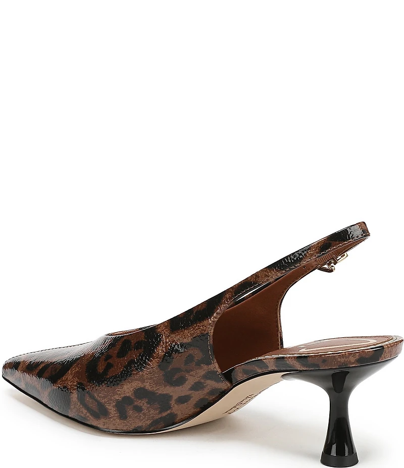 Circus NY by Sam Edelman Fawn Leopard Print Crinkle Patent Slingback Kitten Heel Dress Pumps