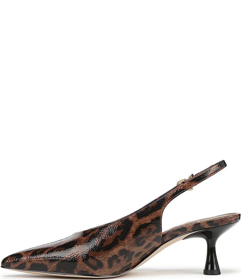 Circus NY by Sam Edelman Fawn Leopard Print Crinkle Patent Slingback Kitten Heel Dress Pumps