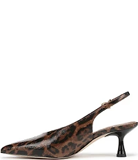 Circus NY by Sam Edelman Fawn Leopard Print Crinkle Patent Slingback Kitten Heel Dress Pumps