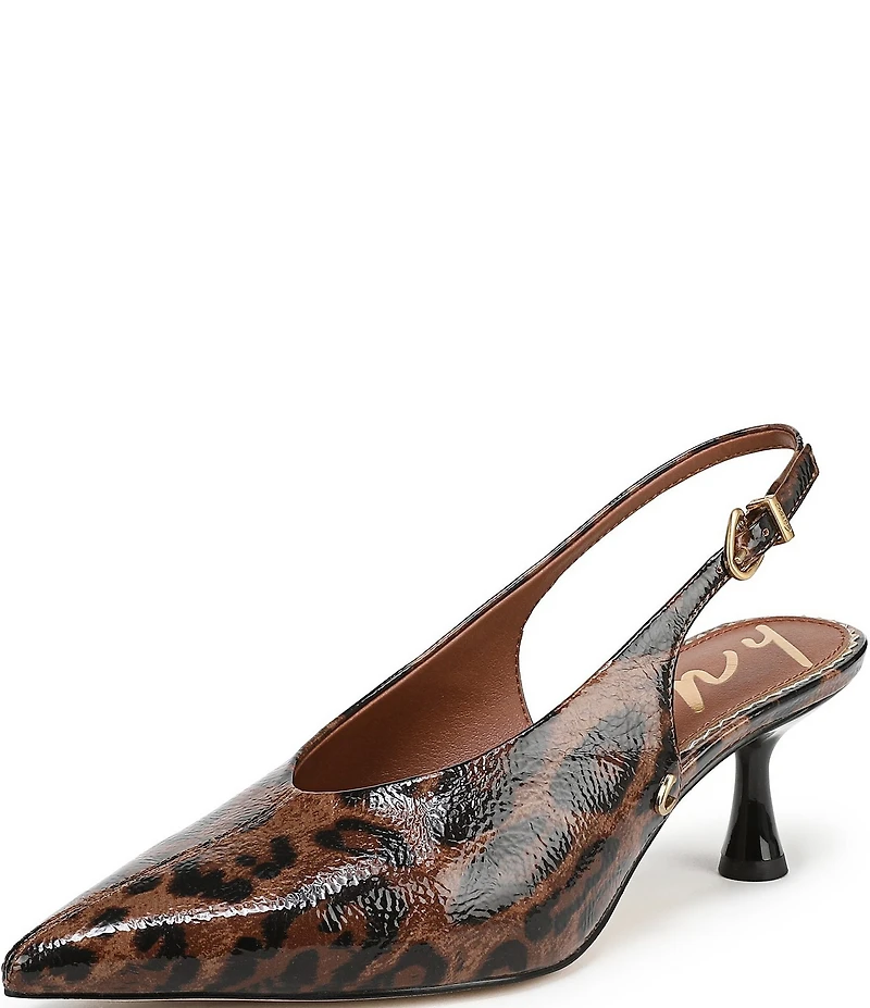 Circus NY by Sam Edelman Fawn Leopard Print Crinkle Patent Slingback Kitten Heel Dress Pumps