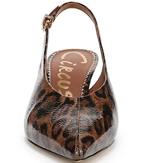 Circus NY by Sam Edelman Fawn Leopard Print Crinkle Patent Slingback Kitten Heel Dress Pumps