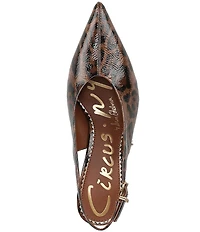 Circus NY by Sam Edelman Fawn Leopard Print Crinkle Patent Slingback Kitten Heel Dress Pumps