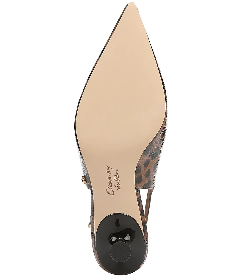 Circus NY by Sam Edelman Fawn Leopard Print Crinkle Patent Slingback Kitten Heel Dress Pumps