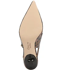 Circus NY by Sam Edelman Fawn Leopard Print Crinkle Patent Slingback Kitten Heel Dress Pumps