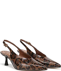 Circus NY by Sam Edelman Fawn Leopard Print Crinkle Patent Slingback Kitten Heel Dress Pumps