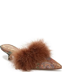 Circus NY by Sam Edelman Gemma Fluff Feather Floral Print Dress Mules