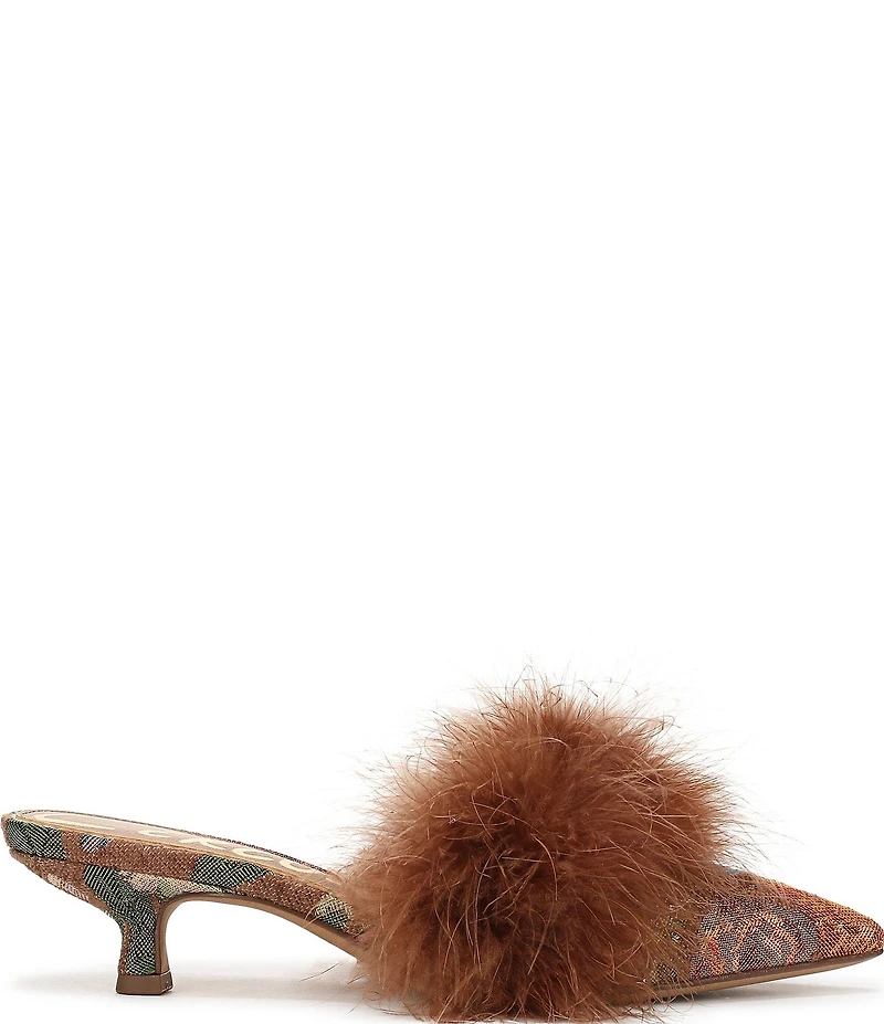 Circus NY by Sam Edelman Gemma Fluff Feather Floral Print Dress Mules