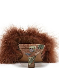 Circus NY by Sam Edelman Gemma Fluff Feather Floral Print Dress Mules