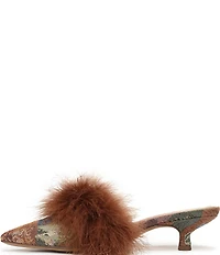 Circus NY by Sam Edelman Gemma Fluff Feather Floral Print Dress Mules