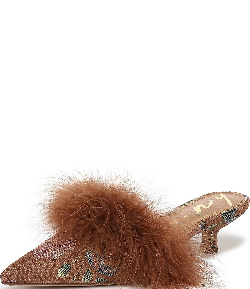 Circus NY by Sam Edelman Gemma Fluff Feather Floral Print Dress Mules