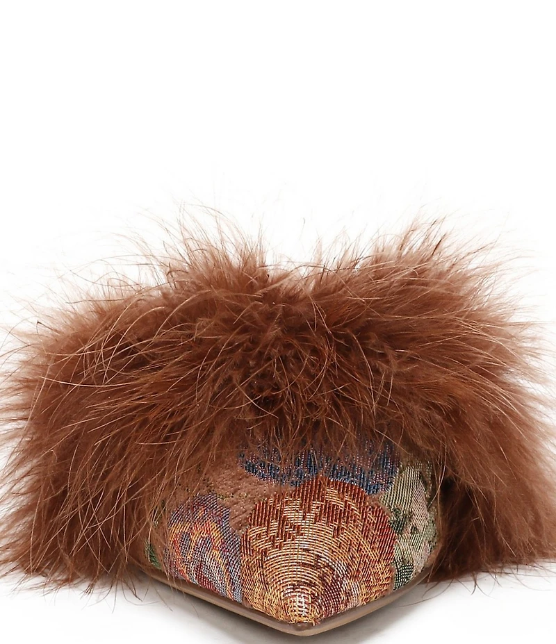 Circus NY by Sam Edelman Gemma Fluff Feather Floral Print Dress Mules
