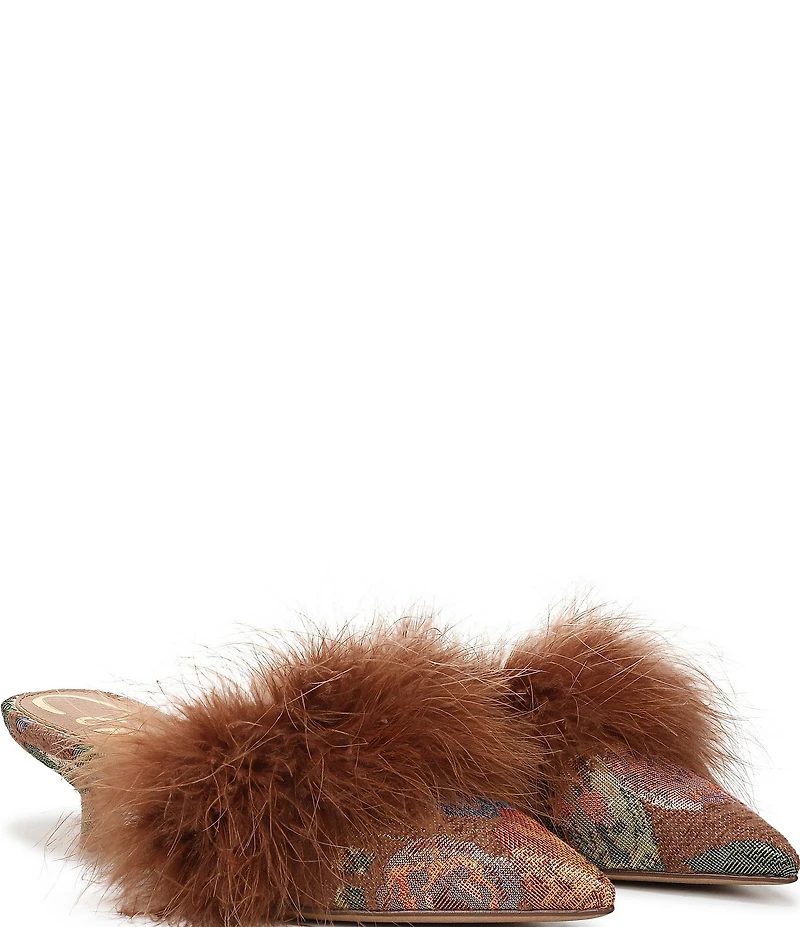 Circus NY by Sam Edelman Gemma Fluff Feather Floral Print Dress Mules