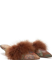 Circus NY by Sam Edelman Gemma Fluff Feather Floral Print Dress Mules