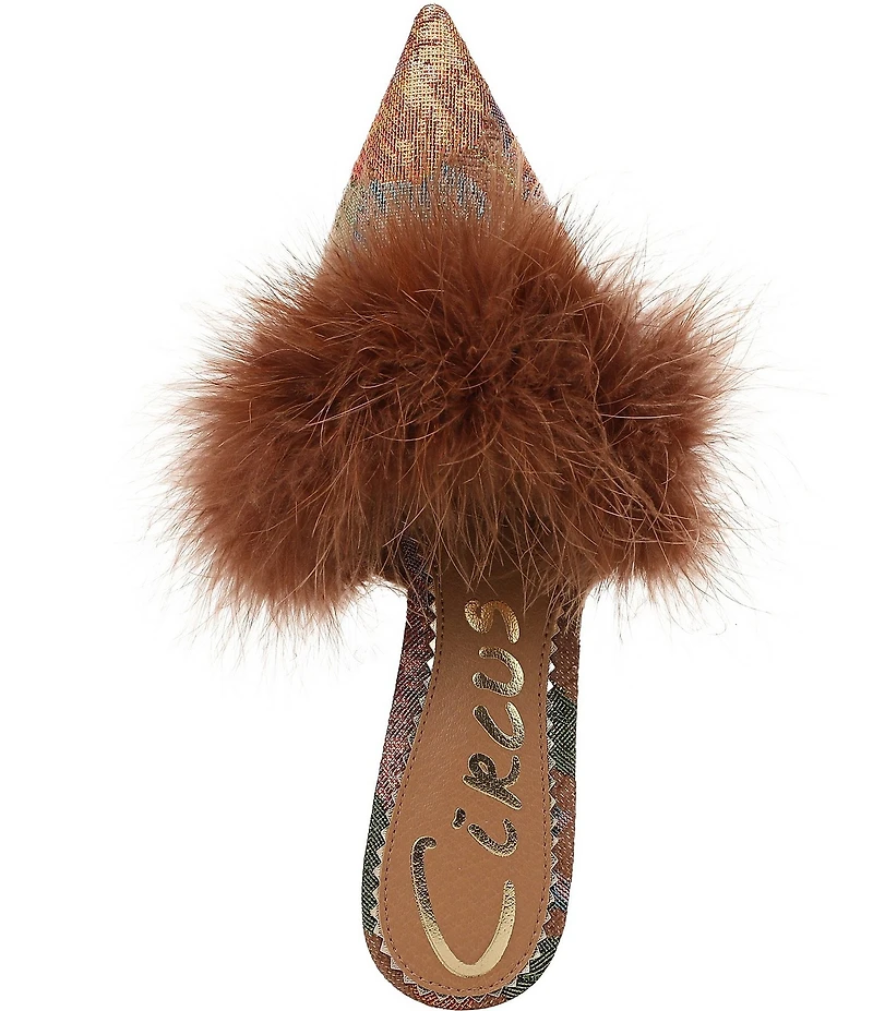 Circus NY by Sam Edelman Gemma Fluff Feather Floral Print Dress Mules