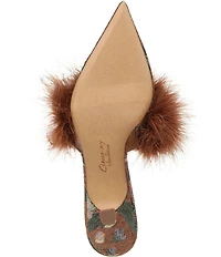 Circus NY by Sam Edelman Gemma Fluff Feather Floral Print Dress Mules