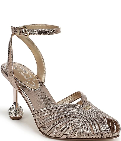 Circus NY by Sam Edelman Giana Crushed Metallic Embellished Heel Ankle Strap Dress Pumps