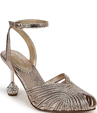Circus NY by Sam Edelman Giana Crushed Metallic Embellished Heel Ankle Strap Dress Pumps