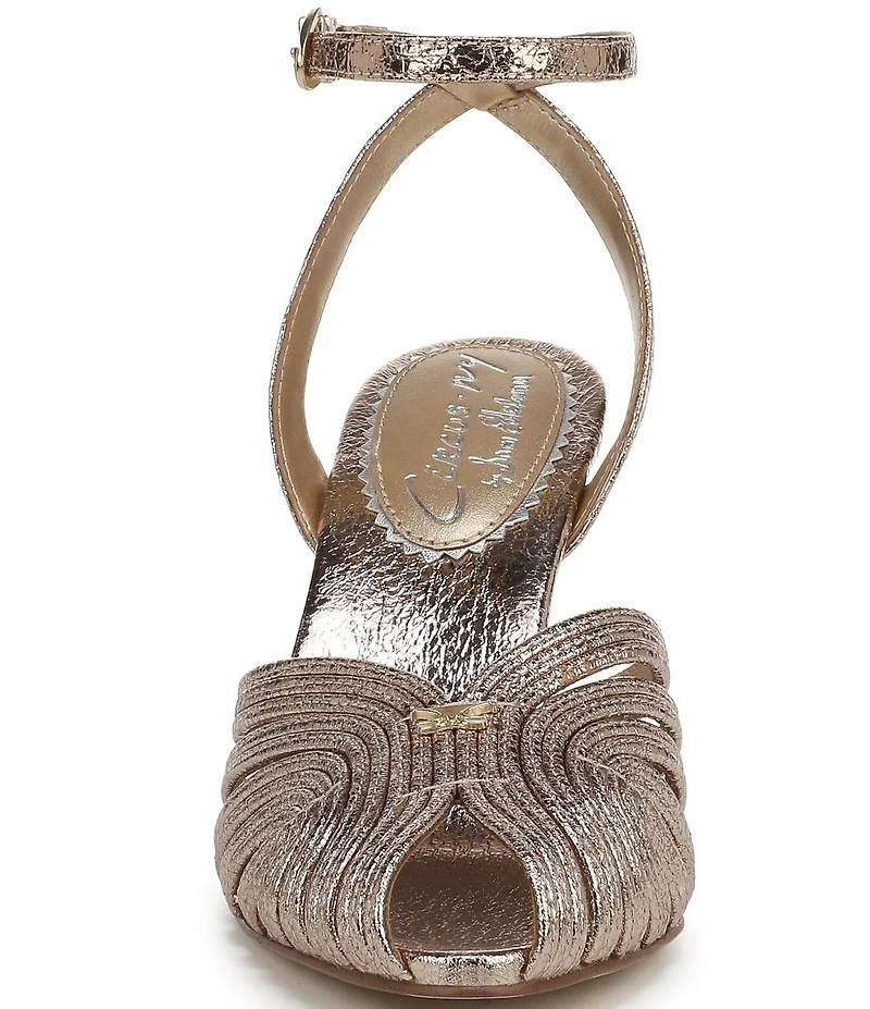 Circus NY by Sam Edelman Giana Crushed Metallic Embellished Heel Ankle Strap Dress Pumps