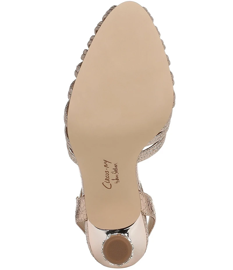 Circus NY by Sam Edelman Giana Crushed Metallic Embellished Heel Ankle Strap Dress Pumps