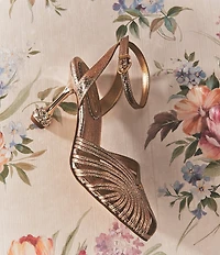 Circus NY by Sam Edelman Giana Crushed Metallic Embellished Heel Ankle Strap Dress Pumps