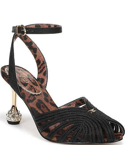 Circus NY by Sam Edelman Giana Leopard Lined Embellished Heel Ankle Strap Dress Pumps