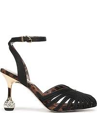 Circus NY by Sam Edelman Giana Leopard Lined Embellished Heel Ankle Strap Dress Pumps