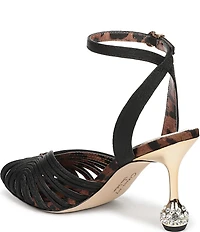 Circus NY by Sam Edelman Giana Leopard Lined Embellished Heel Ankle Strap Dress Pumps