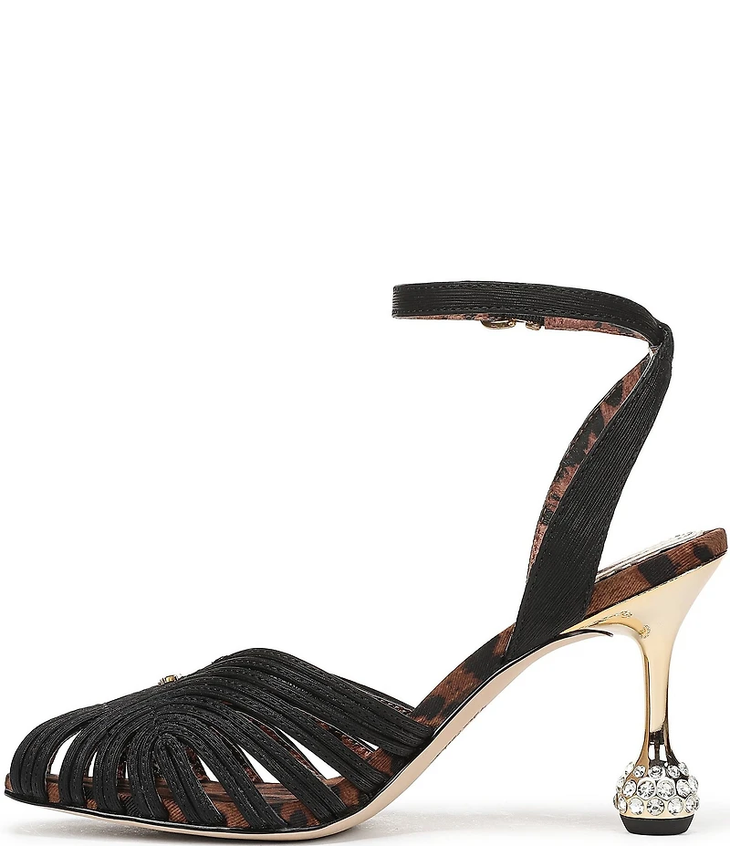 Circus NY by Sam Edelman Giana Leopard Lined Embellished Heel Ankle Strap Dress Pumps