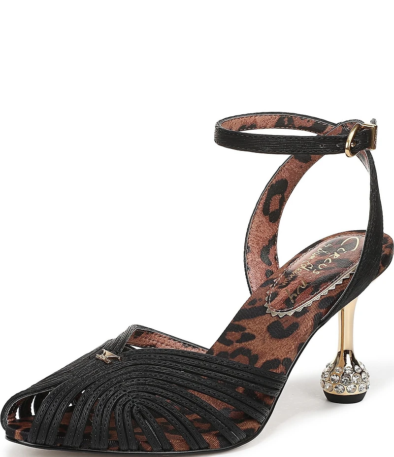 Circus NY by Sam Edelman Giana Leopard Lined Embellished Heel Ankle Strap Dress Pumps