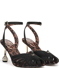 Circus NY by Sam Edelman Giana Leopard Lined Embellished Heel Ankle Strap Dress Pumps