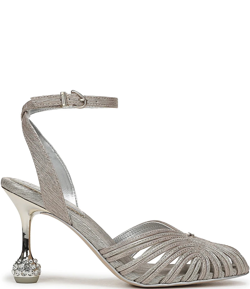 Circus NY by Sam Edelman Giana Metallic Melange Embellished Heel Ankle Strap Dress Pumps