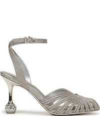 Circus NY by Sam Edelman Giana Metallic Melange Embellished Heel Ankle Strap Dress Pumps