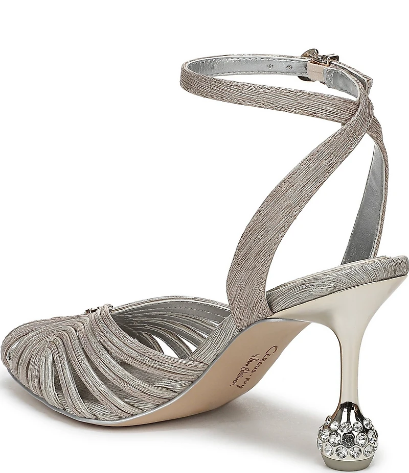 Circus NY by Sam Edelman Giana Metallic Melange Embellished Heel Ankle Strap Dress Pumps