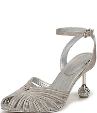 Circus NY by Sam Edelman Giana Metallic Melange Embellished Heel Ankle Strap Dress Pumps