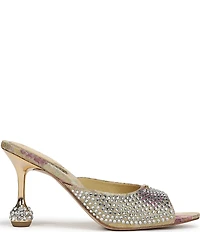 Circus NY by Sam Edelman Gisella Rhinestone Printed Jacquard Sculpted Heel Dress Slide Sandals