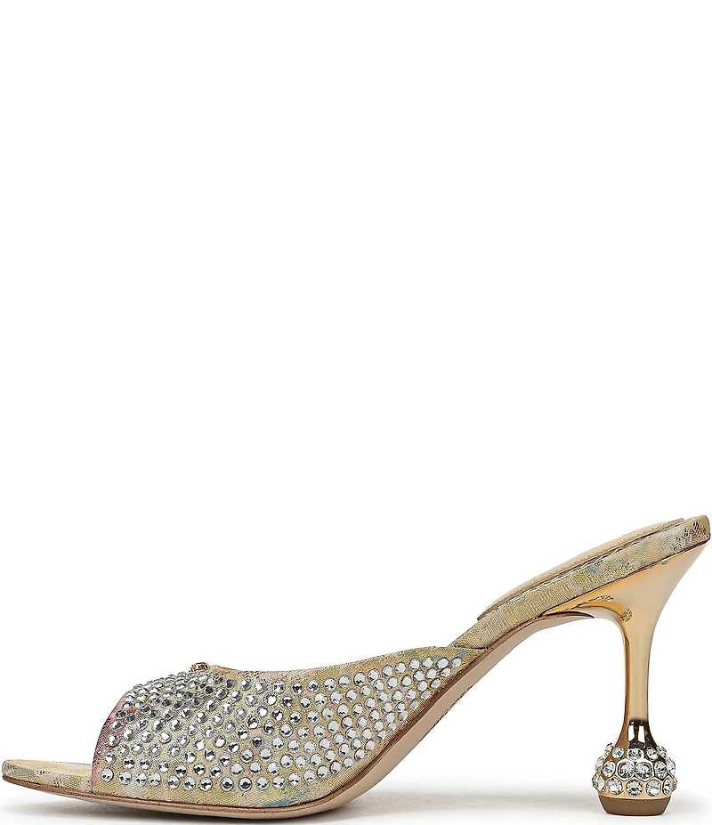 Circus NY by Sam Edelman Gisella Rhinestone Printed Jacquard Sculpted Heel Dress Slide Sandals