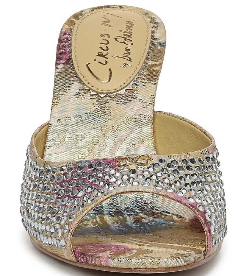Circus NY by Sam Edelman Gisella Rhinestone Printed Jacquard Sculpted Heel Dress Slide Sandals