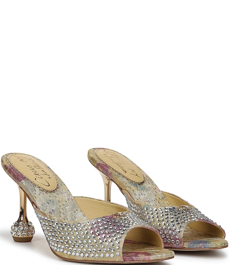Circus NY by Sam Edelman Gisella Rhinestone Printed Jacquard Sculpted Heel Dress Slide Sandals